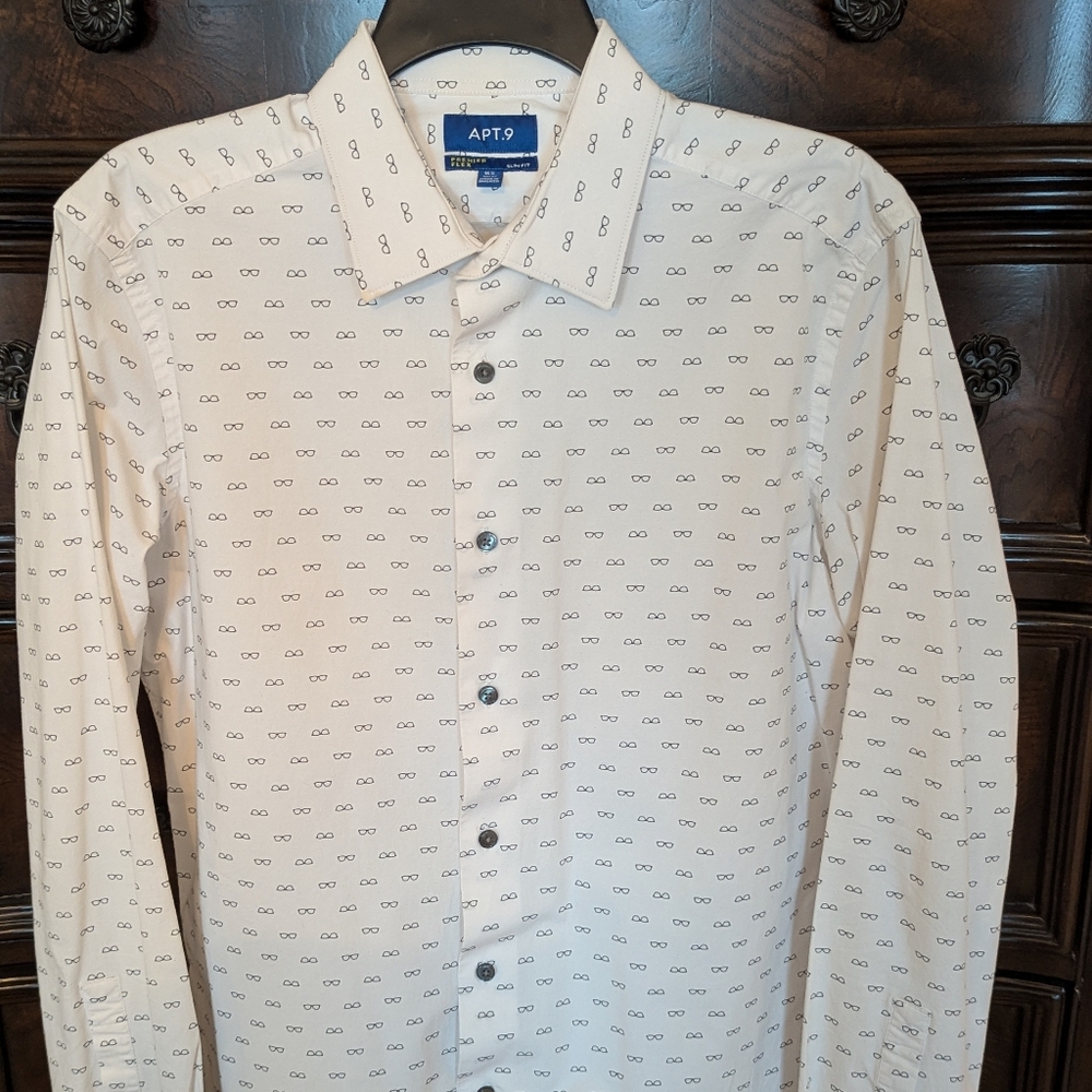 Apt. 9 Men's White Patterned Button Down Shirt - image 1